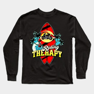 Riding Therapy, Hello Summer Vintage Motorcycle ,American customs,Funny Biker Motorcycle Helmet Motorbike Racing Motorcyclist Rally Racing Lover Gifts Long Sleeve T-Shirt